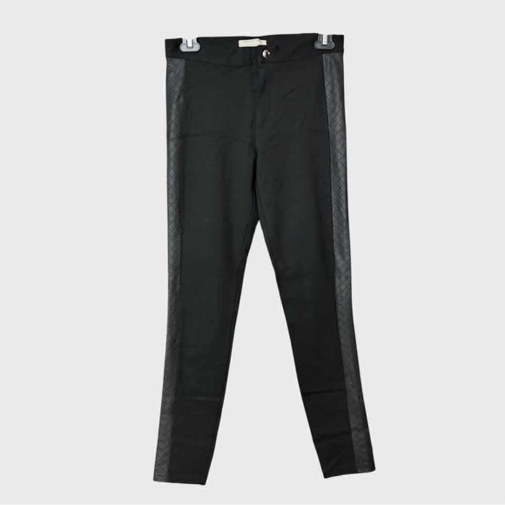 Banana‎ Republic Black Sz 2 Ponte Leggings Quilted Sides Corporate Goth Gothic